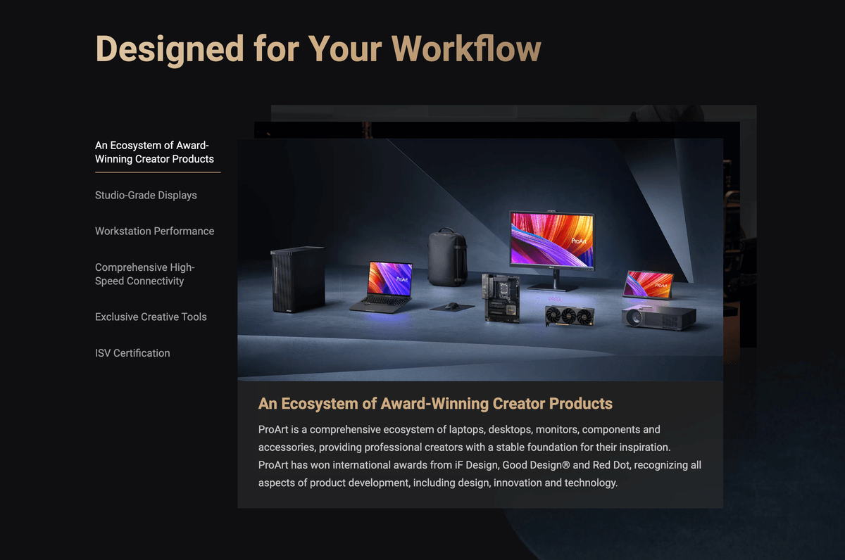 Designed for your workflow: ecosystem tabs and product family.