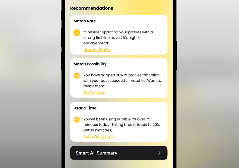 Direction 3 — Recommendations panel with Smart AI-Summary.