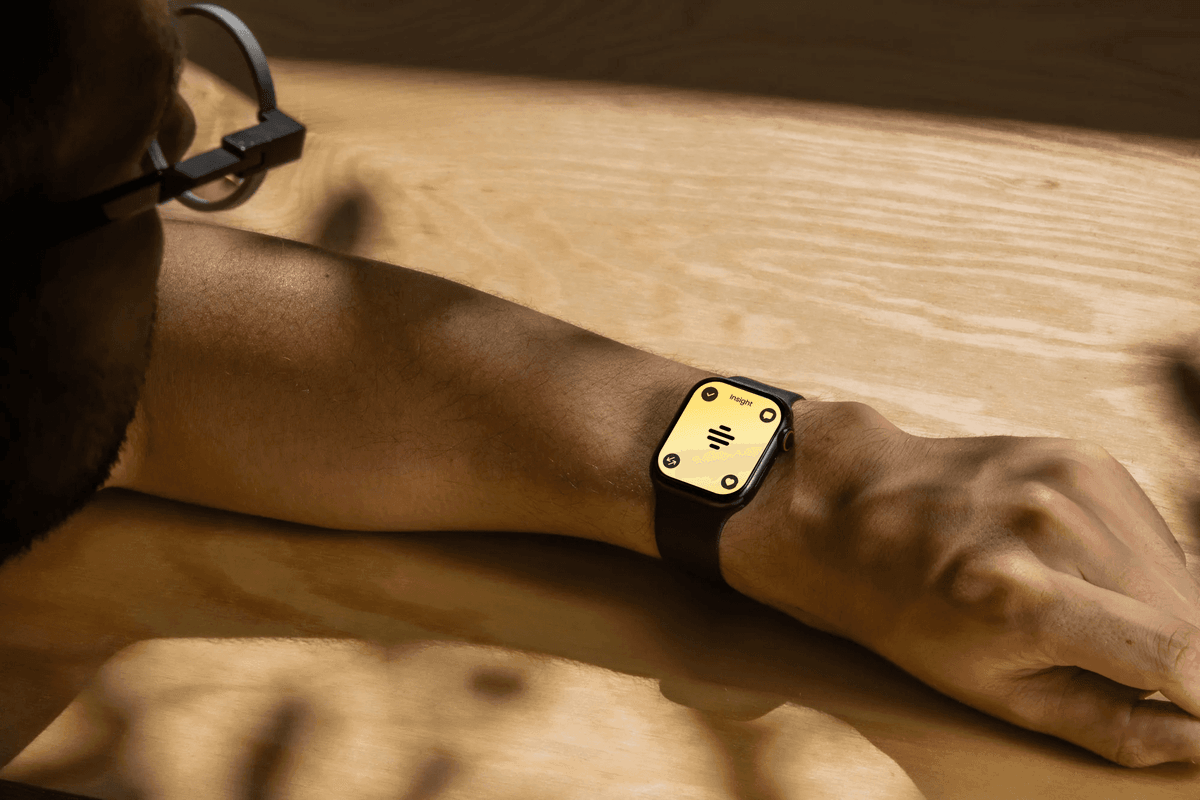 Apple Watch on wrist showing Bumble Insights.