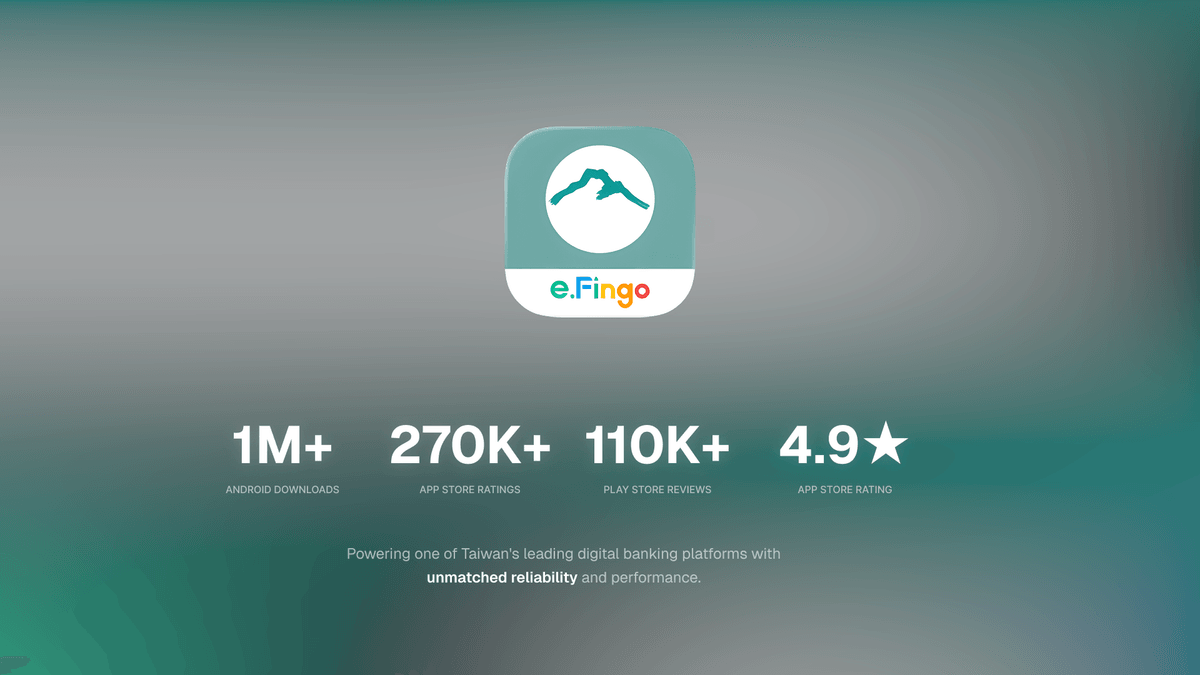 E.SUN Mobile Banking by the numbers: 1M+ Android downloads, 270K+ App Store ratings, 110K+ Play Store reviews, 4.9 star App Store rating.