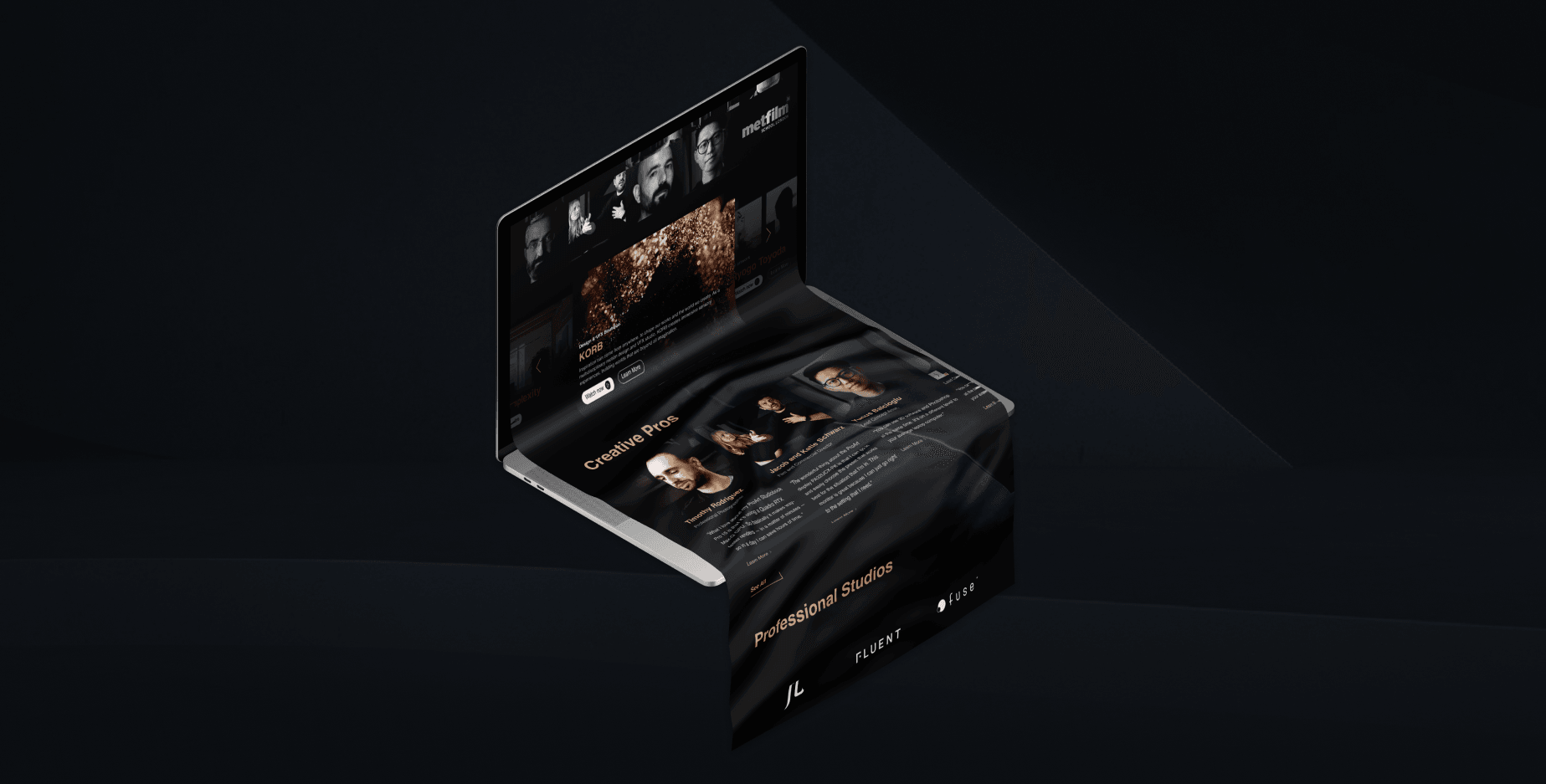The shipped What Pros Say creator hub: KORB partner story with Creative Pros and Professional Studios.